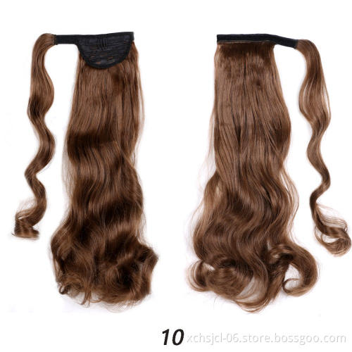 Wholesale Cheap price Wrap Around Long Straight Ombre Pony Tail Hair Extension Synthetic Fiber
